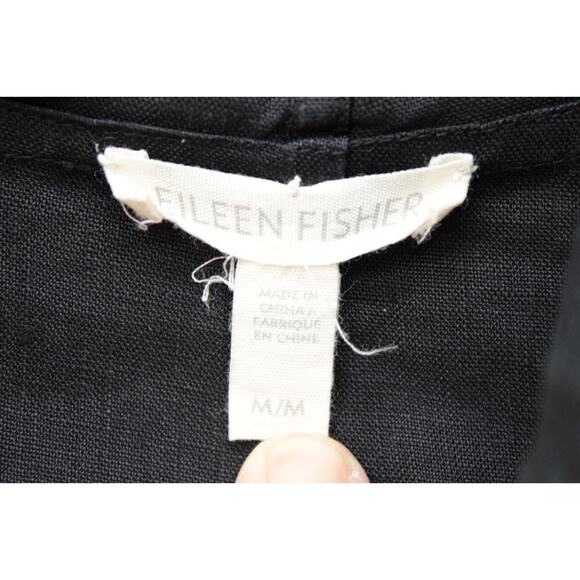 Eileen Fisher Linen Cape Coat Women’s Medium Black Gothic Open Front Pockets - Picture 5 of 8